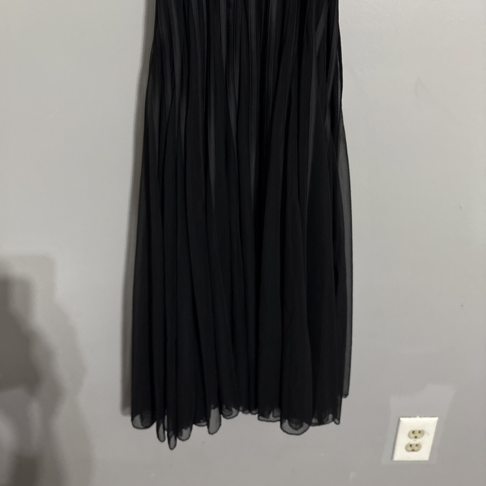 JS Collections Black‎ Tulle Striped Sleeveless Midi Holiday Party Dress Size 10 - Picture 9 of 13